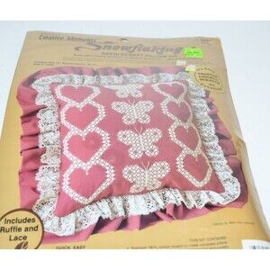 Vtg Creative Moments Pillow Kit 8375 Butterflies 14" snowflaking Grandmacore 80s